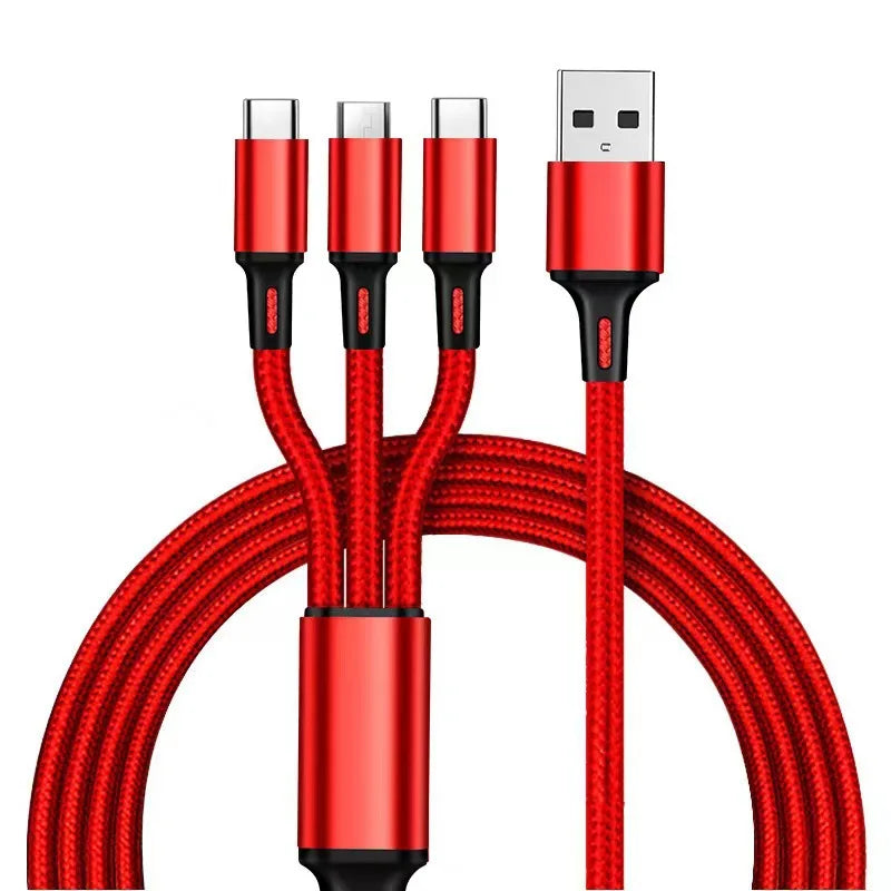 New Fast Charging Cable c Multi Charger Cable Nylon Braided Multiple USB Type-C Universal Charging Cord Adapter Peaceful Pleasures Health and Wellness Red