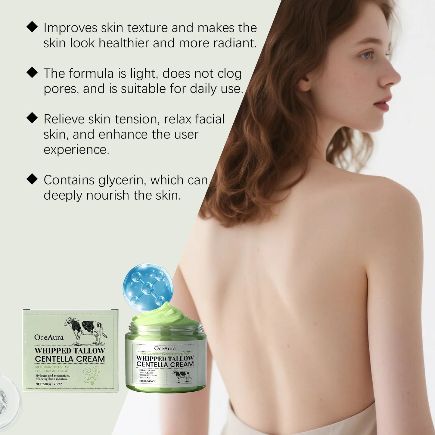 Whipped Tallow Centella Cream – Face & Body Moisturizer 50g