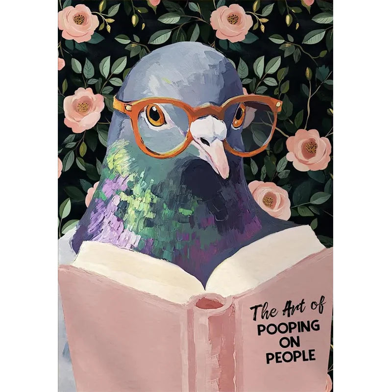 Animal Reading Canvas Poster | Kids Room Inspirational Wall Art