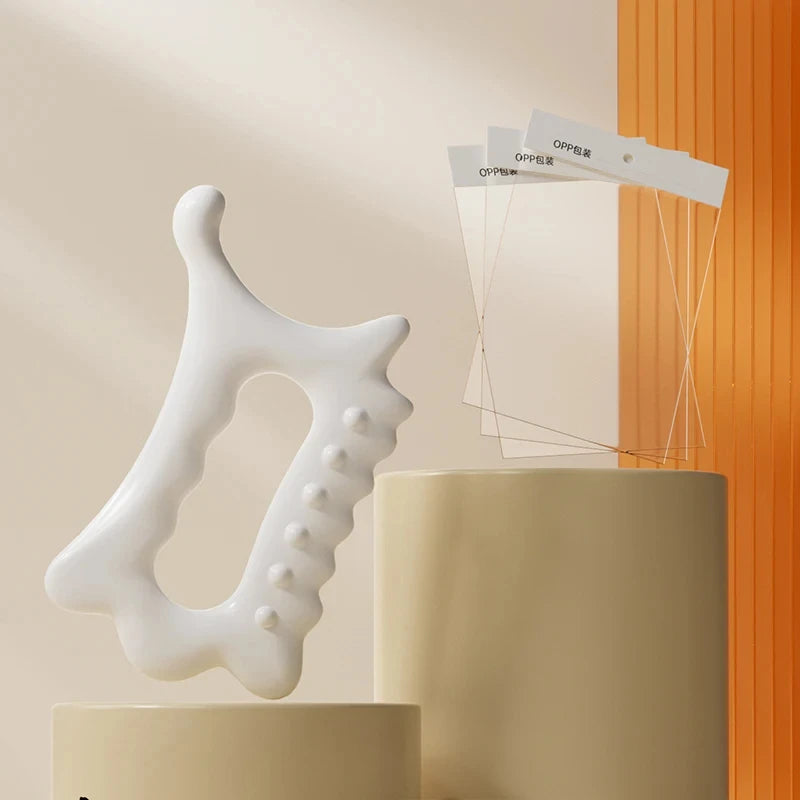 Body Shaping Massage Stick Facial Muscle Pulling Eye Acupoint Meridian Brush Stomach Pushing Scraper for Sculpture Peaceful Pleasures Health and Wellness WHITE