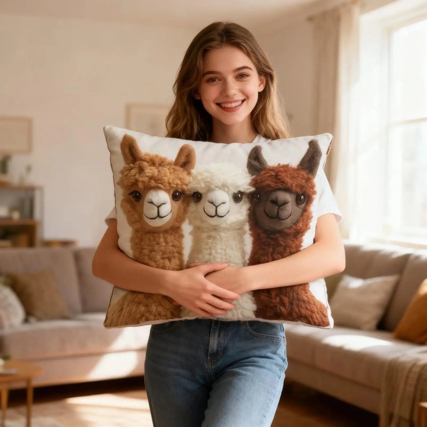 18x18 Inch Decorative Pillow Cases Cute Alpaca Soft Couch Pillow Covers Modern Decor for Living Room Bedroom Sofa Bed Chair Peaceful Pleasures Health and Wellness