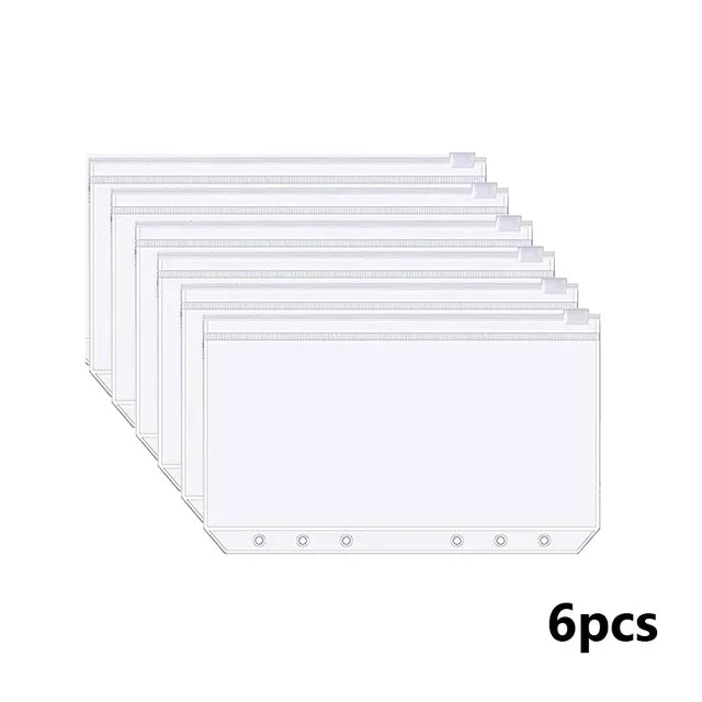 A6 6-Hole Zipper Binder Pockets – Waterproof PVC Budget Envelopes