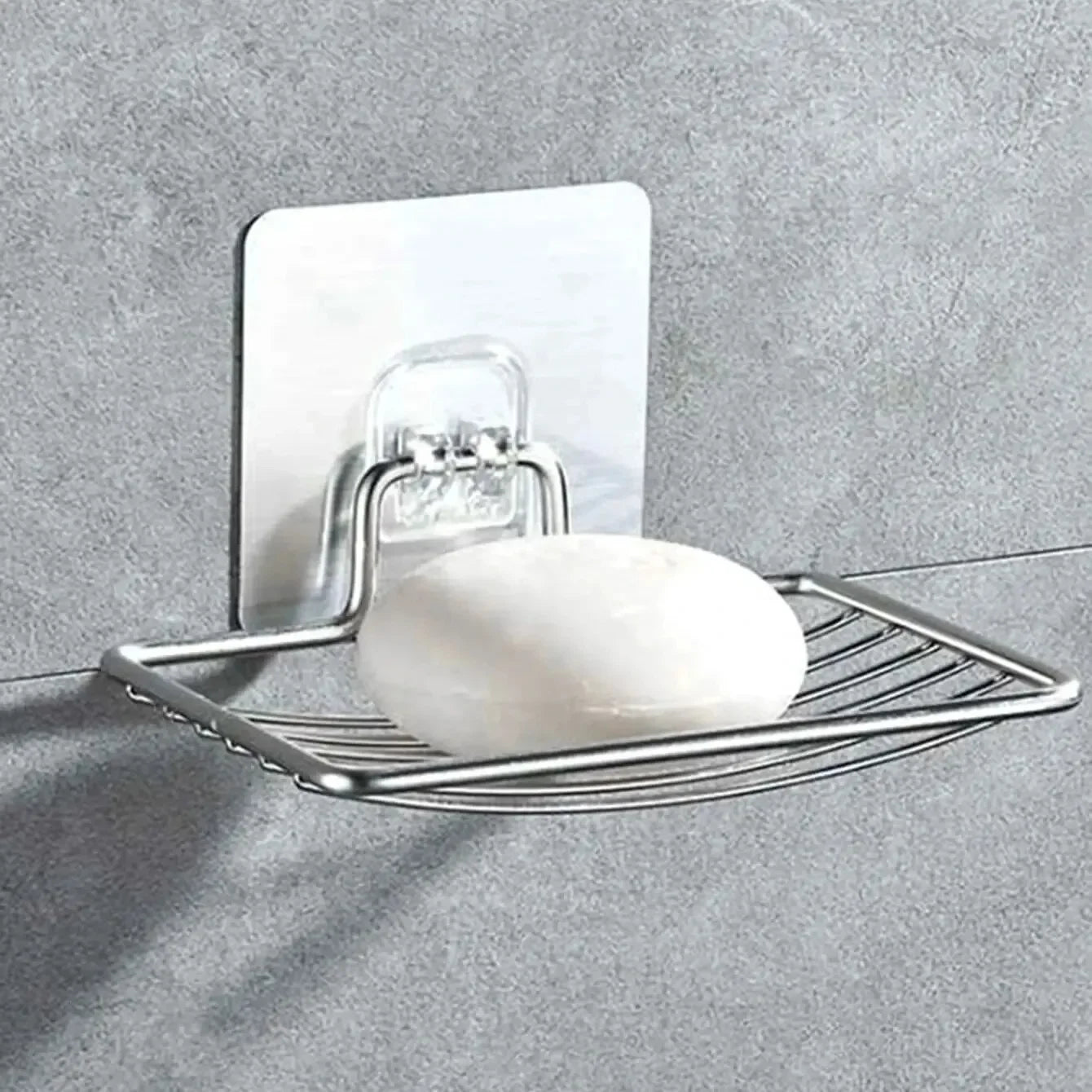 Stainless Steel Wall Soap Rack | No-Drill Drain Holder