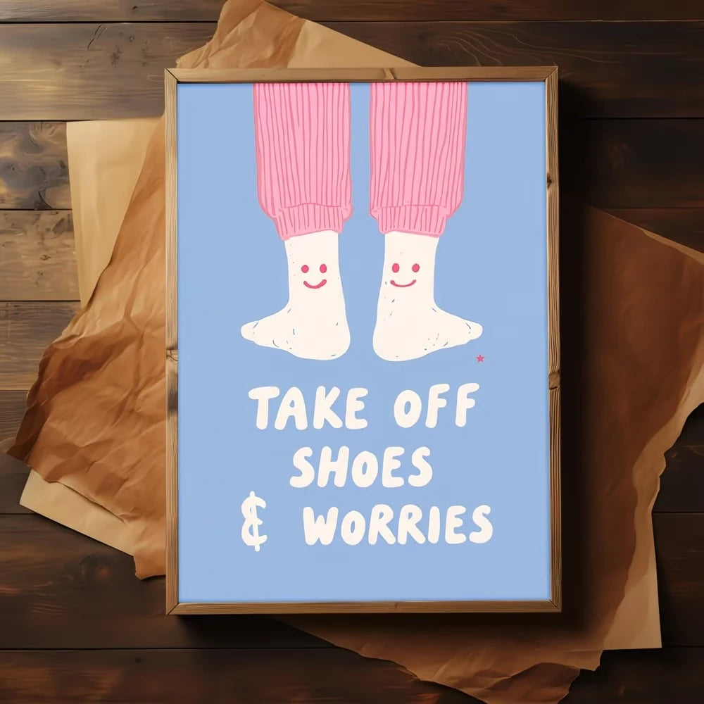 Cartoon Take Off Shoes Canvas Wall Art Print | Home Decor