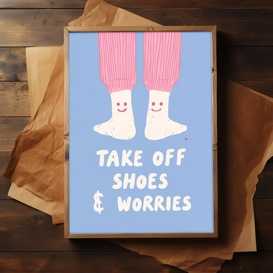Cartoon Take Off Shoes Canvas Wall Art Print | Home Decor Canvas Wall Art Peaceful Pleasures Health and Wellness G4720 60x80cm Unframed