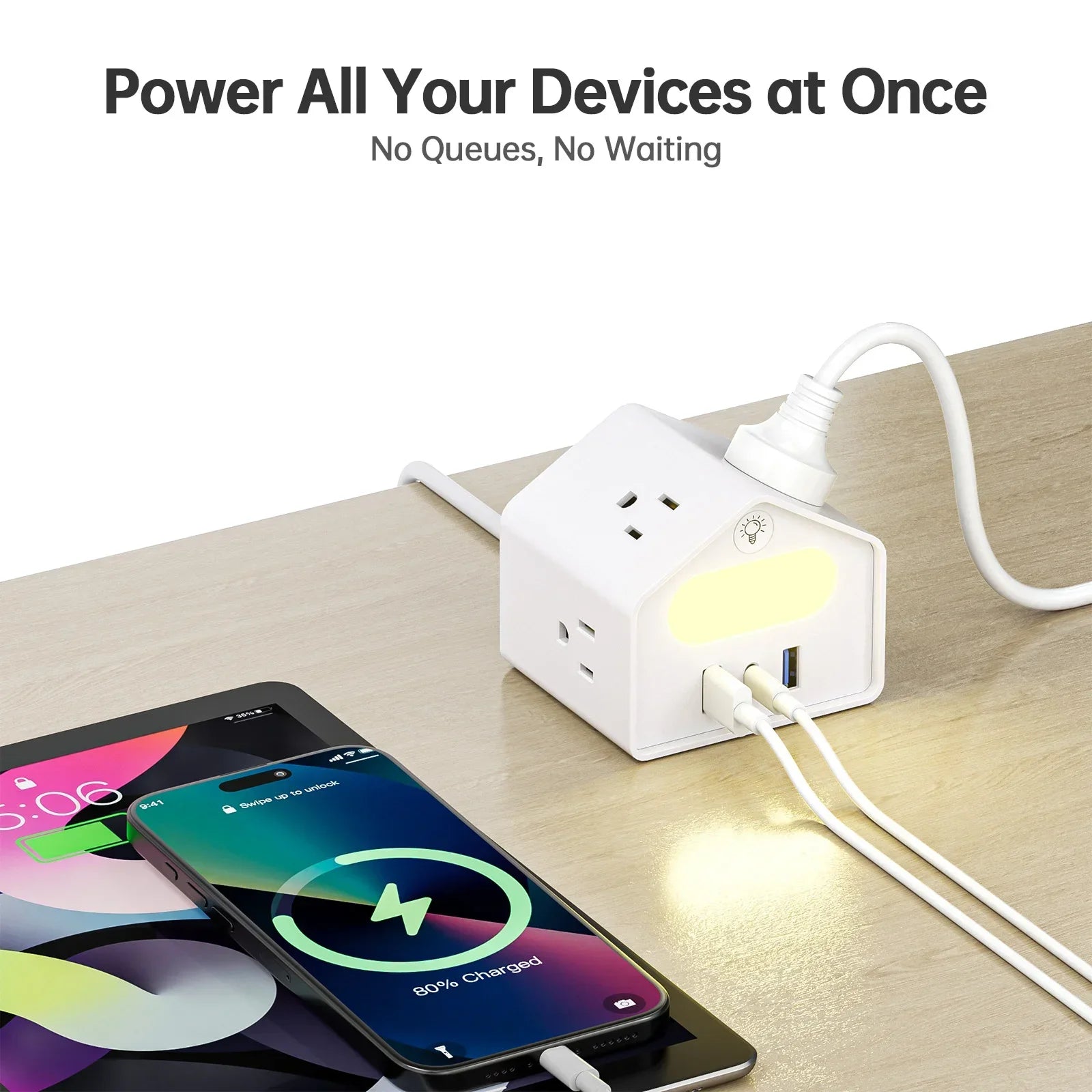 US Standard Mini Socket with PD18W Fast Charging & 2M Cord Peaceful Pleasures Health and Wellness