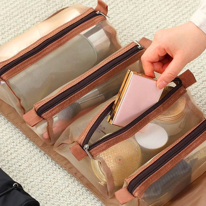 4-in-1 Foldable Hanging Cosmetic Bag | Travel Toiletry Organizer