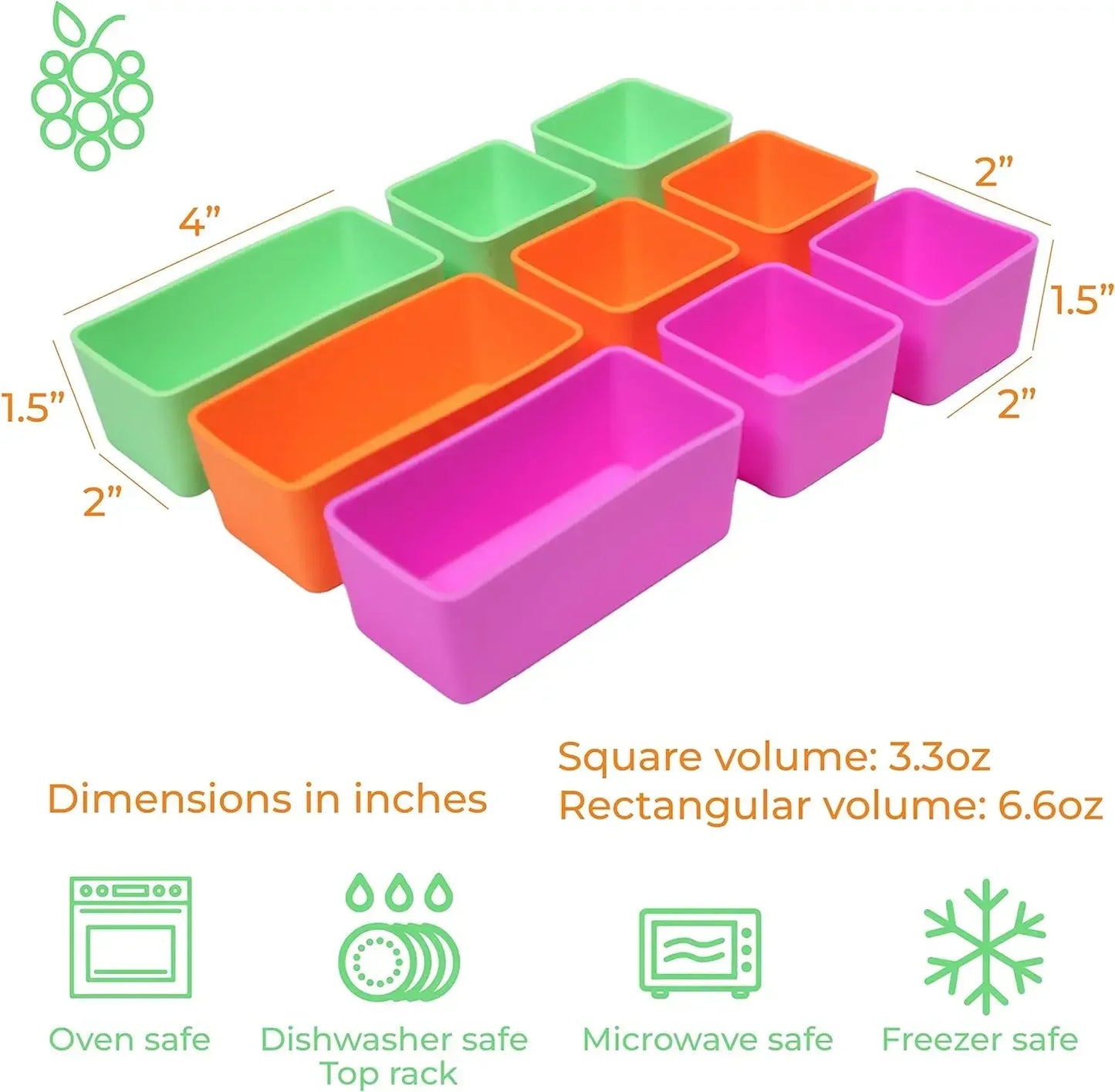 Reusable Silicone Bento Box Divider Cups – 1-6 Pack