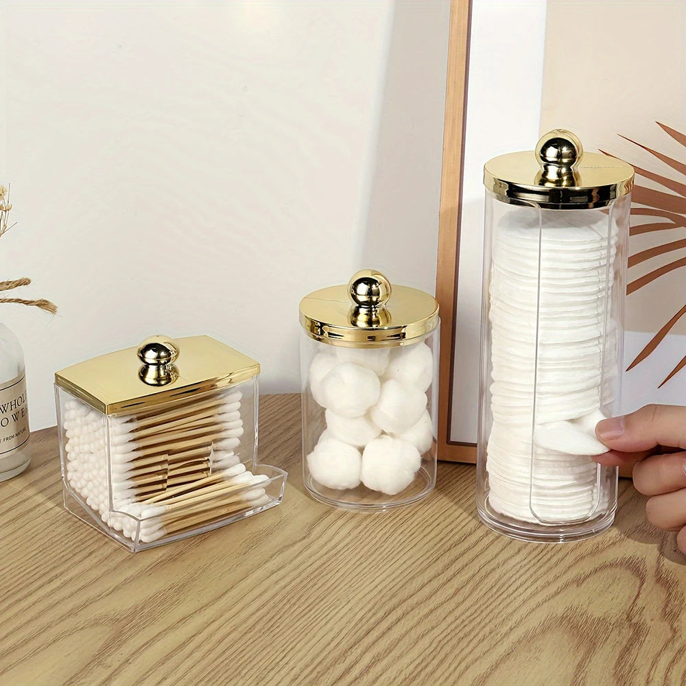 2/3 Pcs Cotton Pad Holder, Bathroom Makeup Organizers Containers for Cotton Ball/Cotton Swab/Cotton Round Pads/Floss/Hair Ties Peaceful Pleasures Health and Wellness