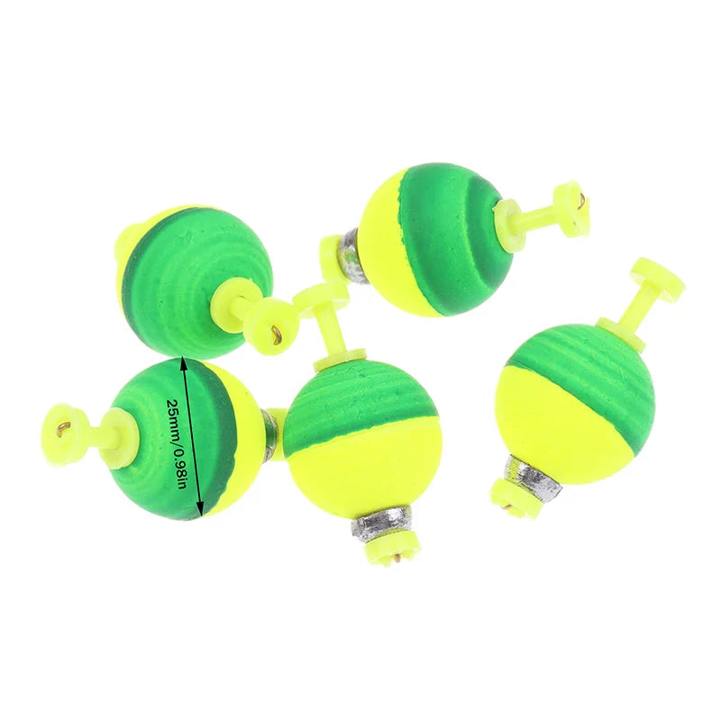 5-Pack Snap-On Fishing Bobber Floats – Weighted EVA Foam