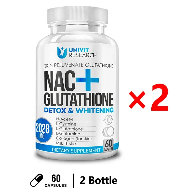 Glutathione Capsules - Joint and Hair, Nail Health, Skin Purification, Liver, Lungs, Skin and Brain Health Peaceful Pleasures Health and Wellness 60PCS-2 Bottle