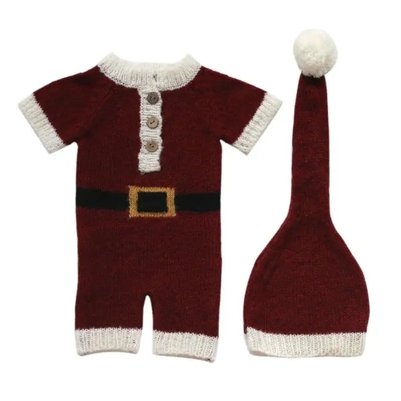 Newborn Crochet Photography Props – Baby Romper & Hat Set