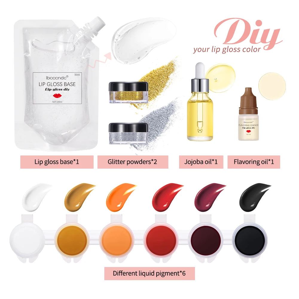 New Lip Gloss Making Kit Moisturizing Lip Gloss Base Diy Raw Material Tool Kit Shiny Glitter Lip Tints Glaze Handmade Cosmetic Peaceful Pleasures Health and Wellness