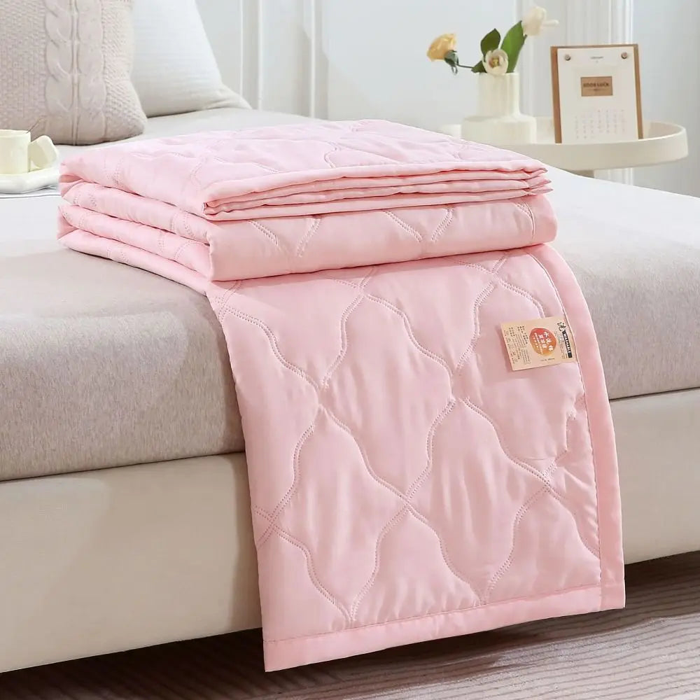 New Double Sided Cooling Blanket Skin-Friendly Cold Effect Conditioning Quilt Breathable Solid Color Cooler Quilt Peaceful Pleasures Health and Wellness Pink