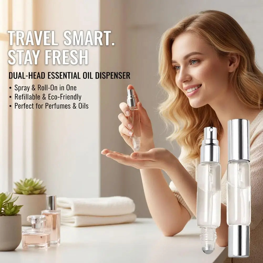 10ml Dual-End Refillable Bottle – Sprayer & Roller for Perfume