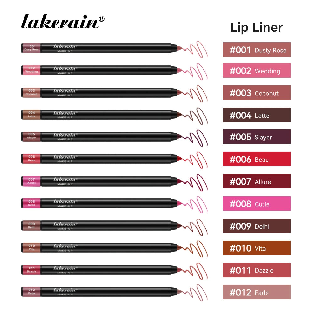 12 Colors Matte Lipliner Pencil Red Contour Tint Lipstick Waterproof Long Lasting Non-stick Cup Moisturising Lips Makeup Peaceful Pleasures Health and Wellness