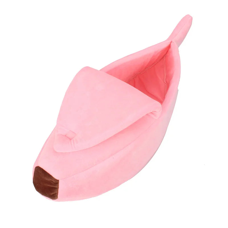 Cute Cats Beds Deep Sleep Comfort In Winter Bed Banana Shape for Cat's House Products Pets Creative Indoor Small Cat Dog Beds Peaceful Pleasures Health and Wellness Pink M