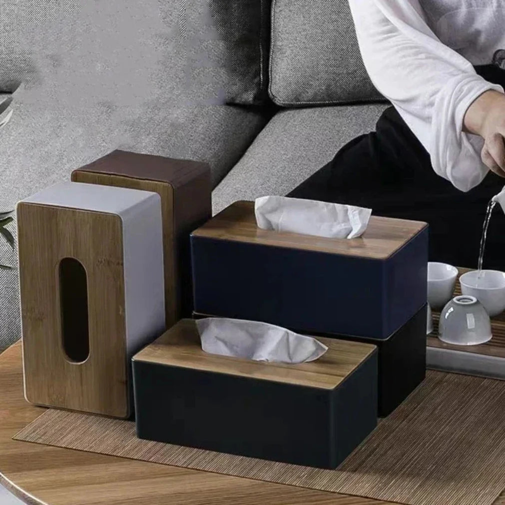 Bamboo Solid Wood Tissue Box Cover | Decorative Napkin Holder