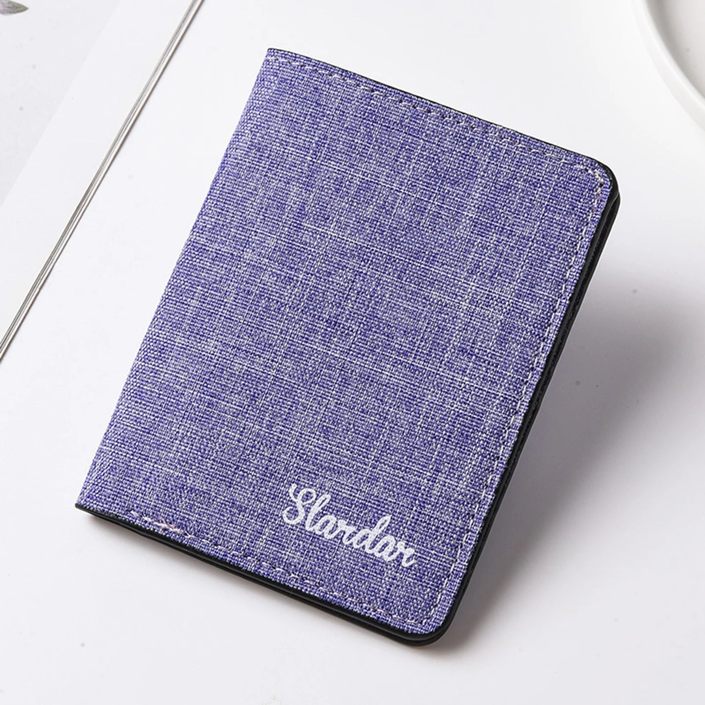 Men's Short Vertical Canvas Wallet Compact Wallet Driving License Storage Bag for Outdoor Traveling Shopping Peaceful Pleasures Health and Wellness PURPLE