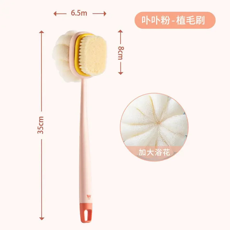 High quality Double-Sided Bath Brush Long Handle Soft Bristle Household Body Cleaner Detachable Towel Ball Body Bath Brush Peaceful Pleasures Health and Wellness