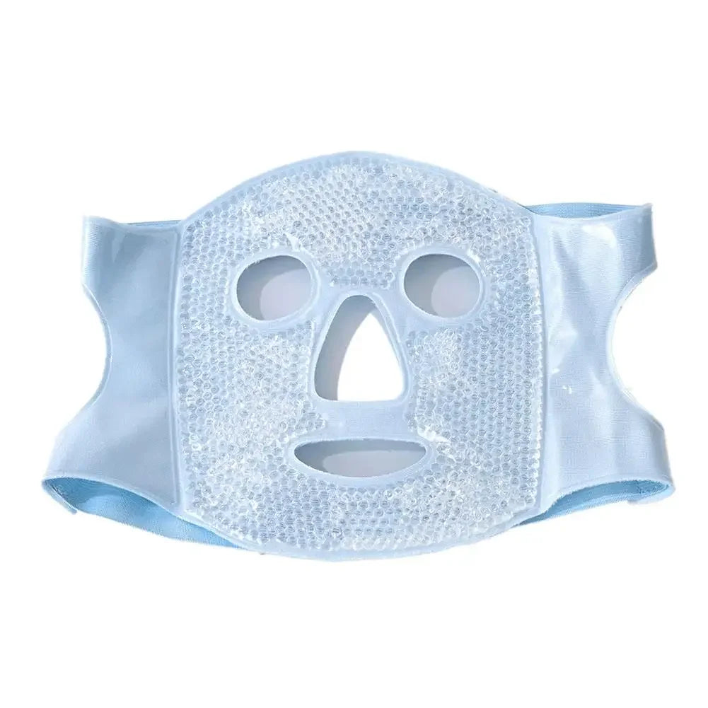 Ice Cold and Hot Heat Full Face Eye Mask New SPA Gel Beads Compress For Dark Circles Puffiness For Women Man Skin Care Tools Peaceful Pleasures Health and Wellness Blue