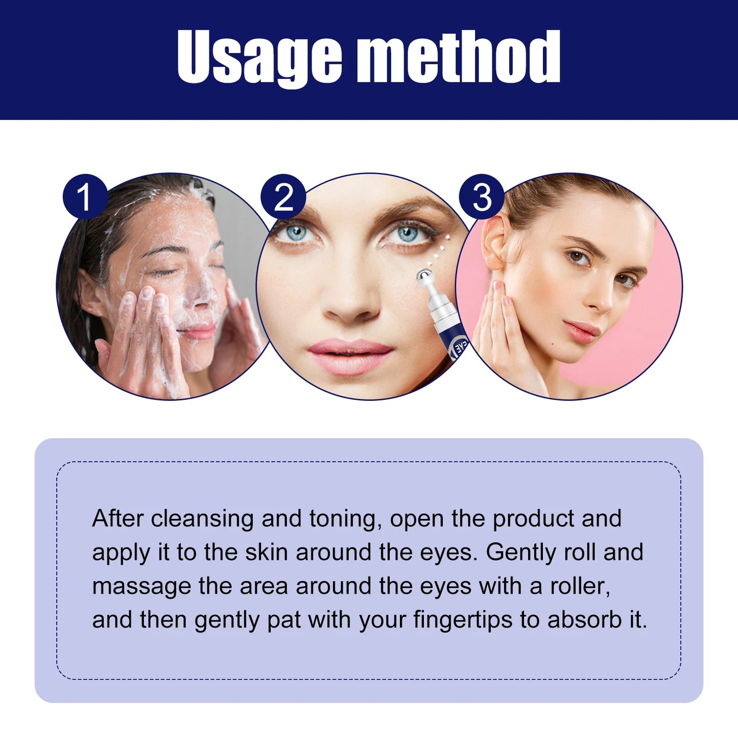 Hyaluronic Acid Eye Serum Roller Improve Eyesight Relieve Fatigue Fade Dark Circles Fine Lines Tighten Lifting Nourish Eye Care Peaceful Pleasures Health and Wellness