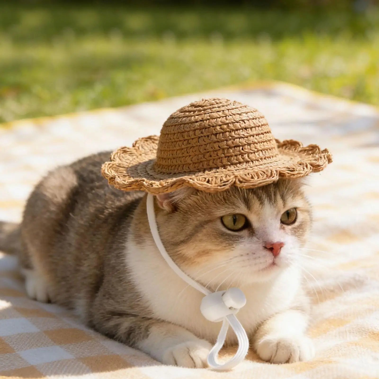 Straw Hat For Dog Adjustable Kitten Headwear Mini Dog Beach Hat For Pet Parents Animal Lovers Trainers Beach Park Walking Hiking Peaceful Pleasures Health and Wellness
