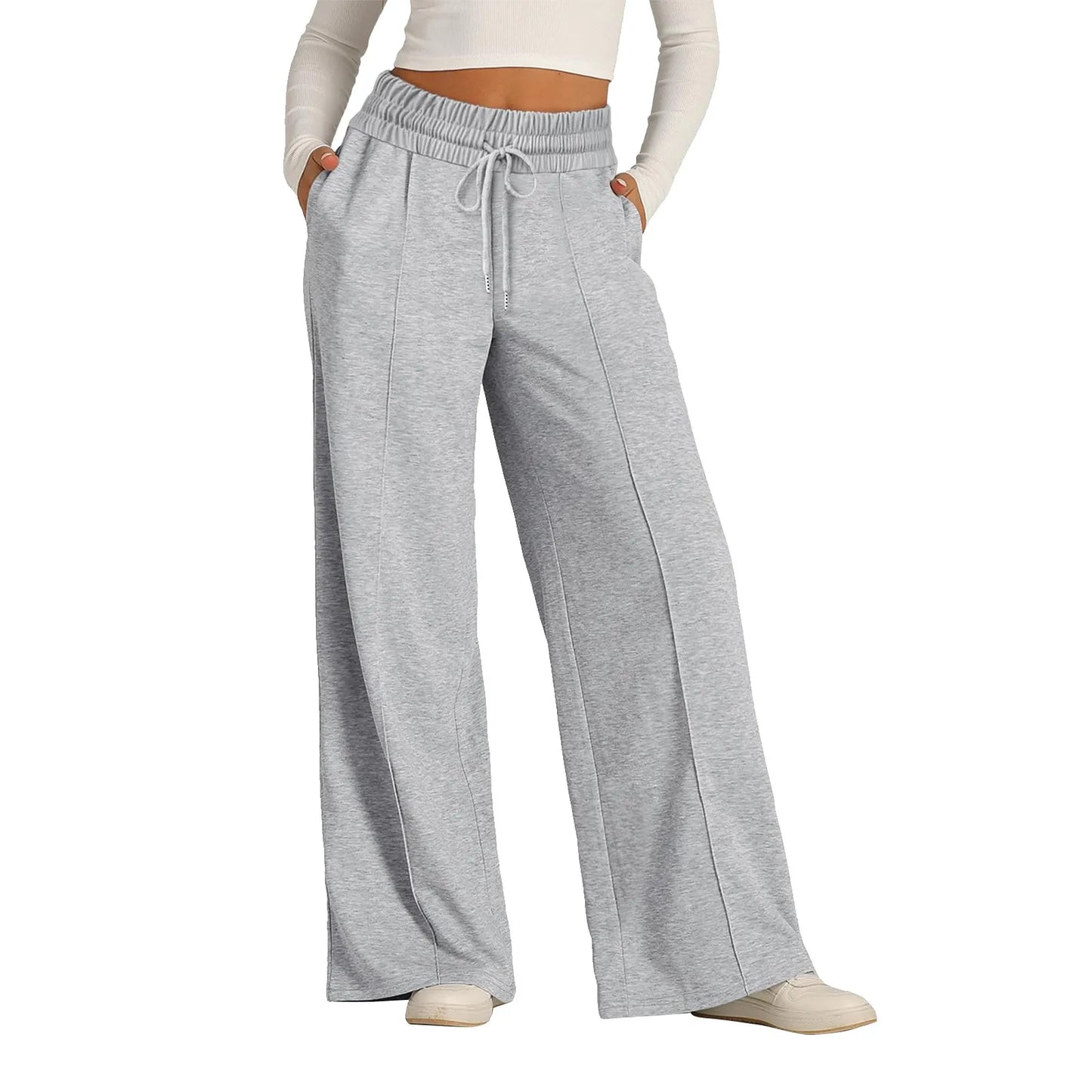 Women's High Waist Wide Leg Fleece Jogger Sweatpants