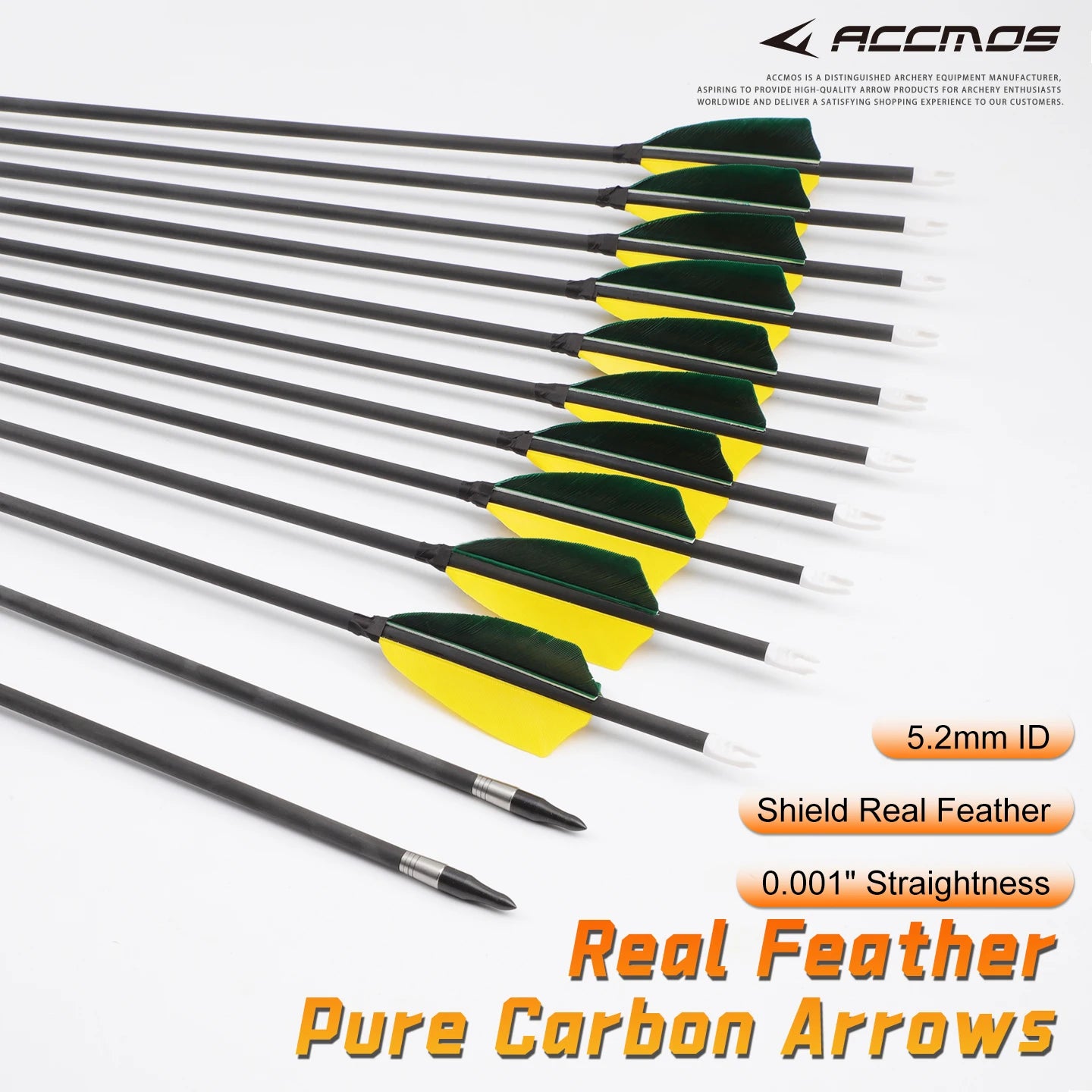 ACCMOS ID5 2 Pure Carbon Arrows 0 001 Straightness 32 Cut 3 Shield