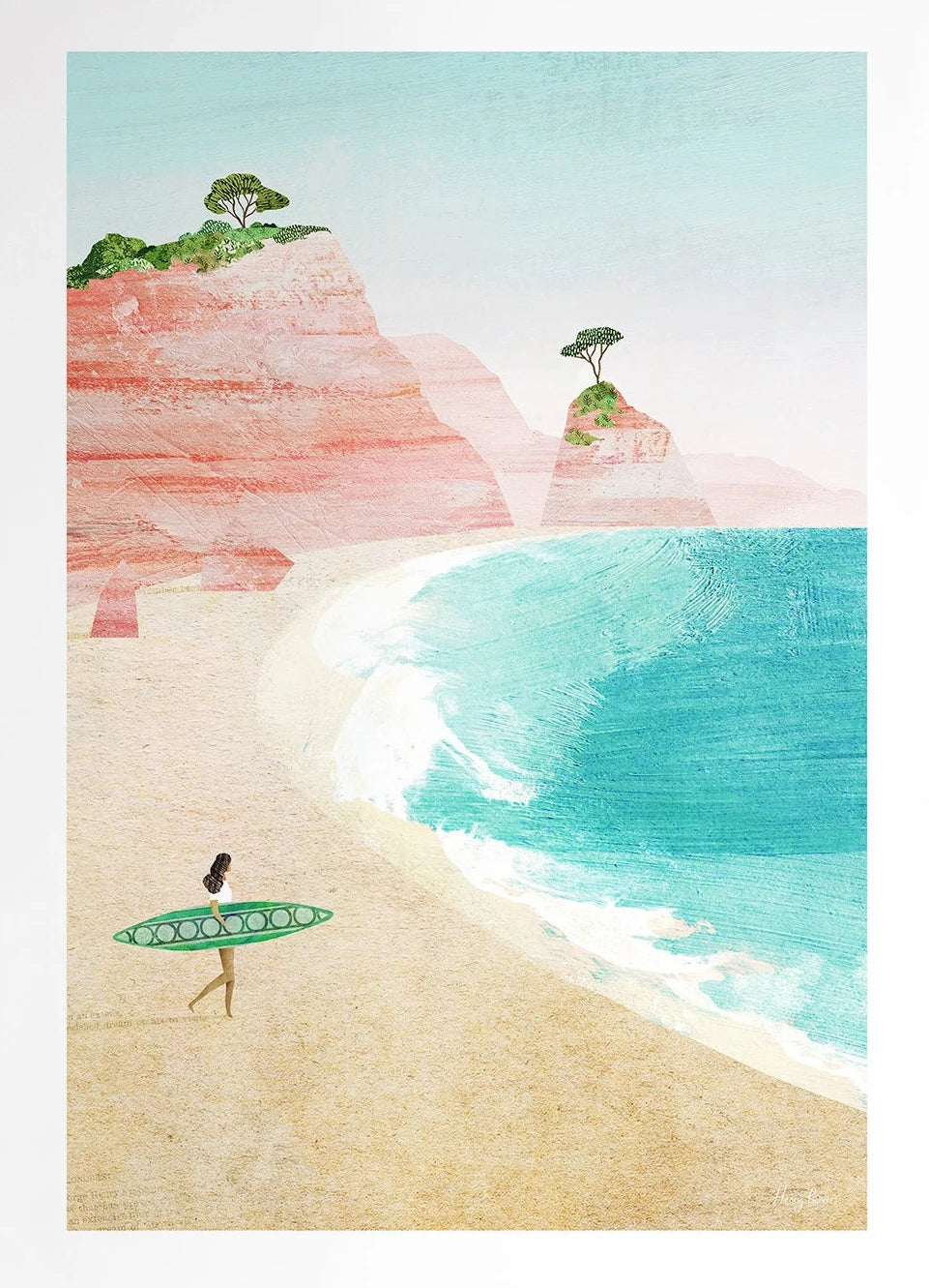 Sunset Beach Canvas Wall Art | Ocean Surfers Summer Poster