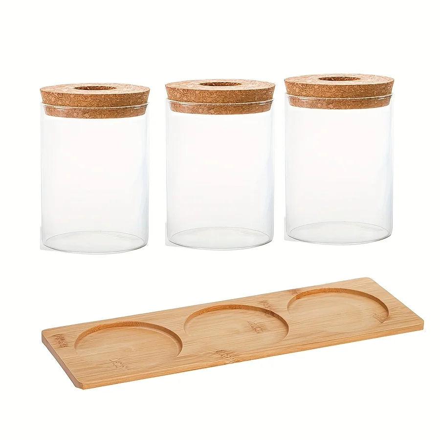 3 Pcs Acrylic Vase with Bamboo Tray – Clear Propagation Station Set for Tabletop Water Planting & Home Decor