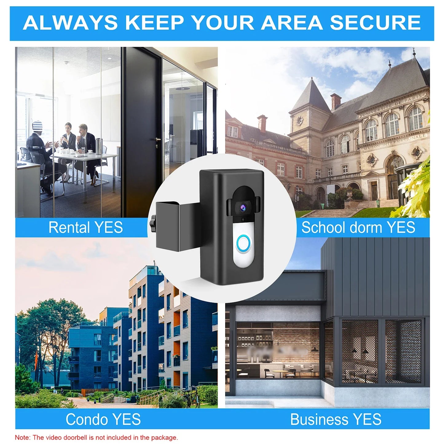 Doorbell Mount Easy Installation No Drill Compatible Anti-theft Video