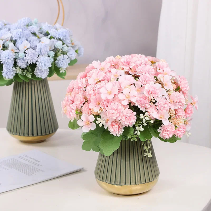 Silk Dandelion Artificial Flowers White Blue | Wedding Home Decor