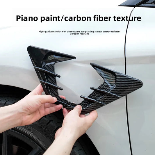 2pcs Car Shark Gill Fender Vent Stickers – Carbon Fiber & Black Car Fender Decals Oasis Select