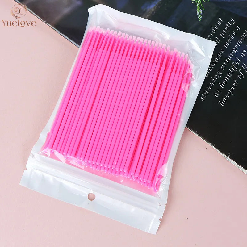 100Pcs Eyelash Micro Cleaning Brushes | Lash Extension Swabs