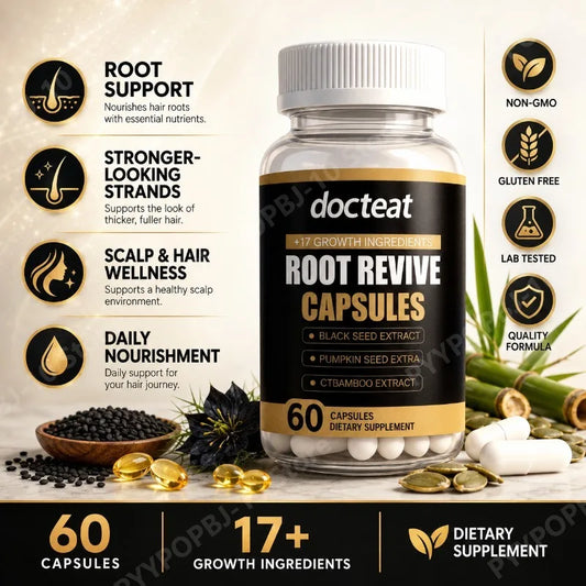 Root Revive Hair Capsules | Biotin, Black Seed & Bamboo – 60ct Hair Wellness Supplement Peaceful Pleasures Health and Wellness