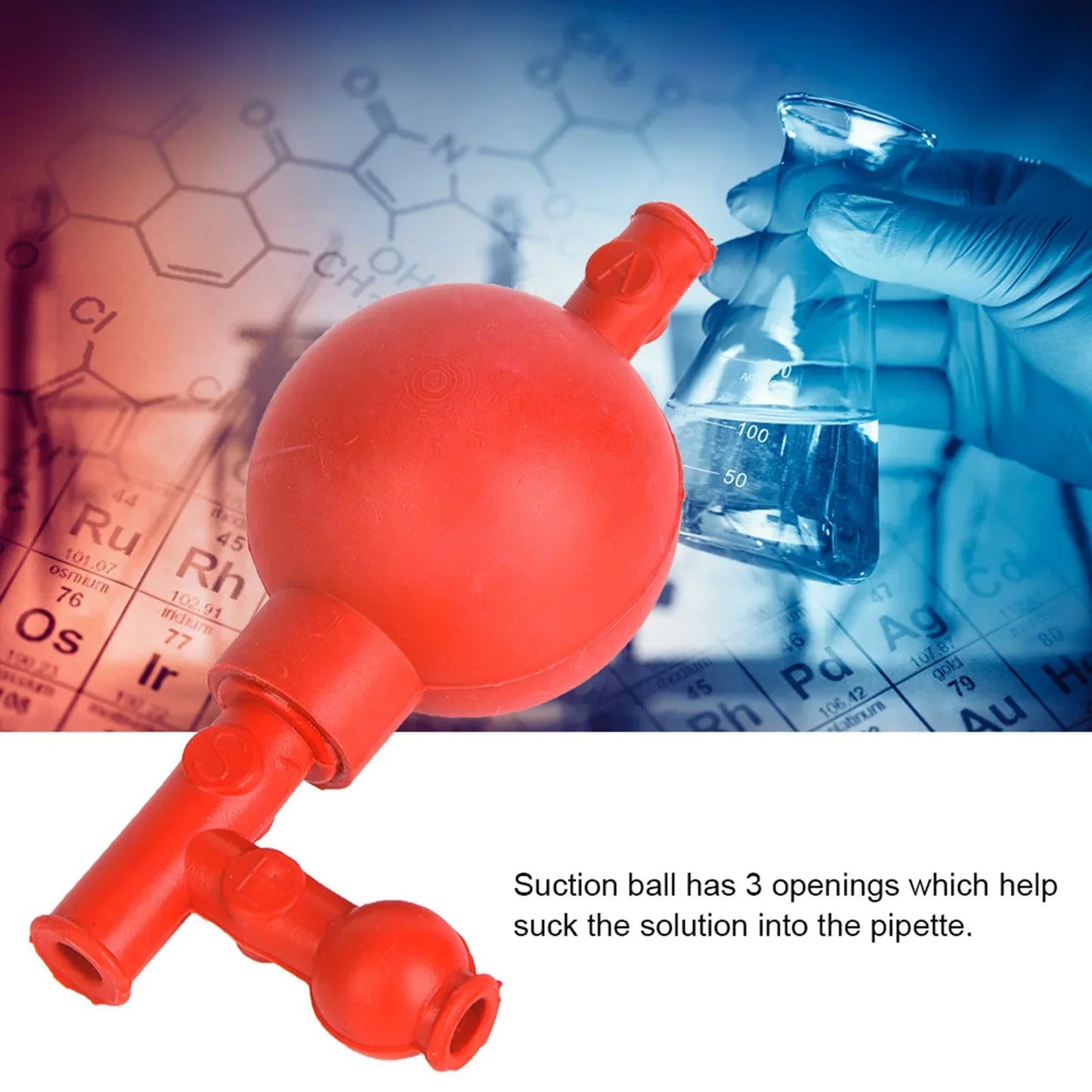 Quantitative Pipette Ball Rubber Suction Bulb 3 Openings Red Filler