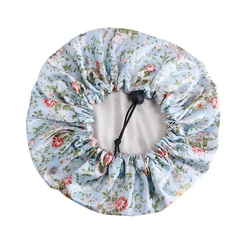 Kids Adjustable Double-Layer Satin Shower Cap & Nightcap