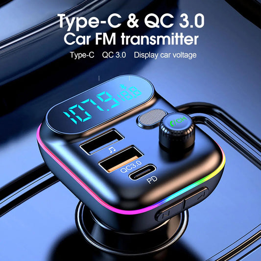 Car Bluetooth MP3 player FM Transmitter Bluetooth 5.0 FM Transmitter USB PD Car Fast Charger Electronic Accessories Peaceful Pleasures Health and Wellness