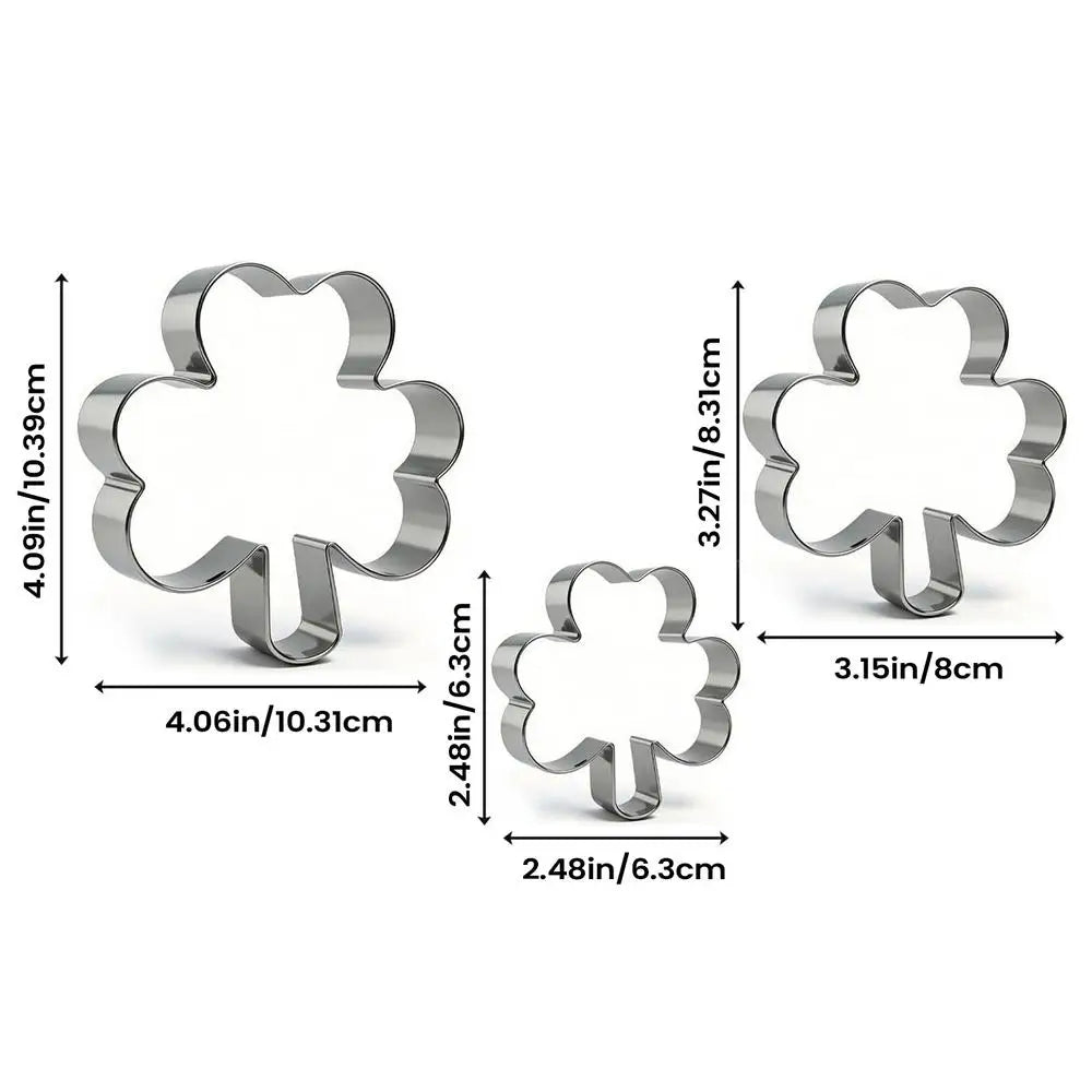 3-Piece Clover Cookie Cutter Set | St. Patrick's Day Baking Mold