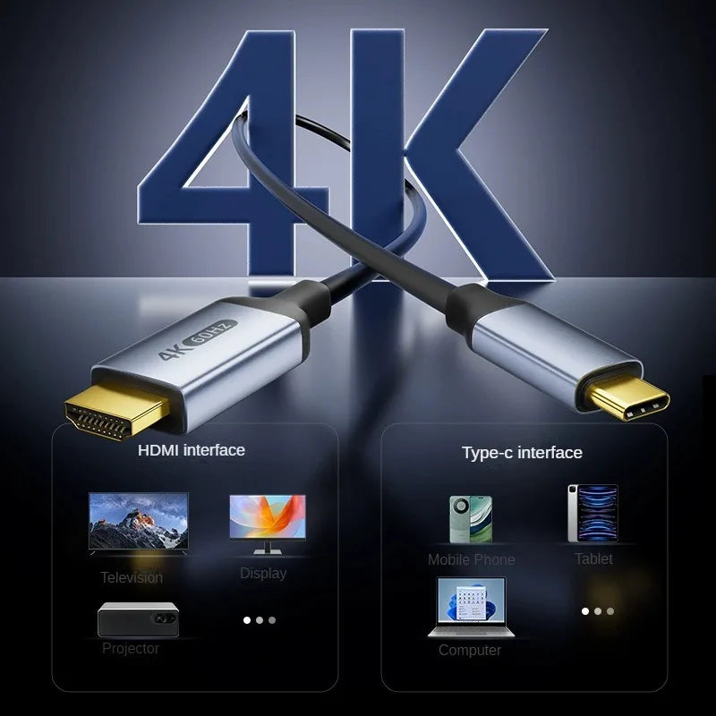 Type C to HDMI-Compatible HDTV Cable4K@30Hz 4K@60Hz USB C to HDMI Cable for Air iPad TV Converter MacBook USB-C HDMI Adapter Peaceful Pleasures Health and Wellness