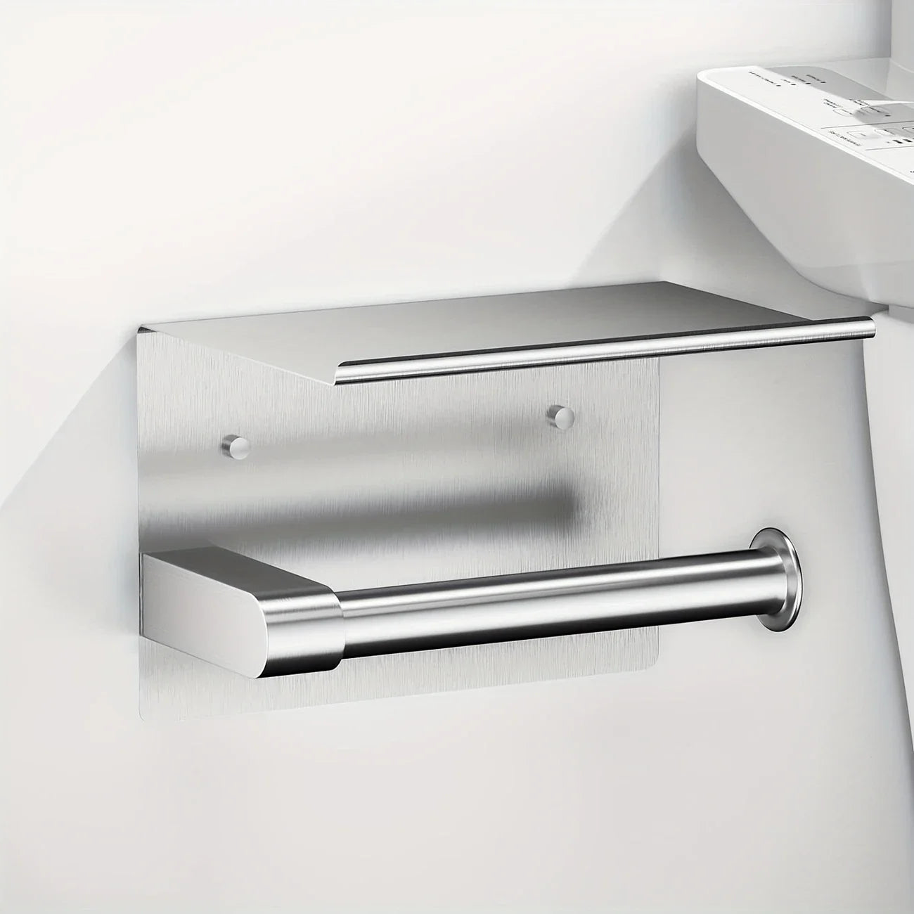 Stainless Steel Wall-Mounted Toilet Paper Holder with Shelf