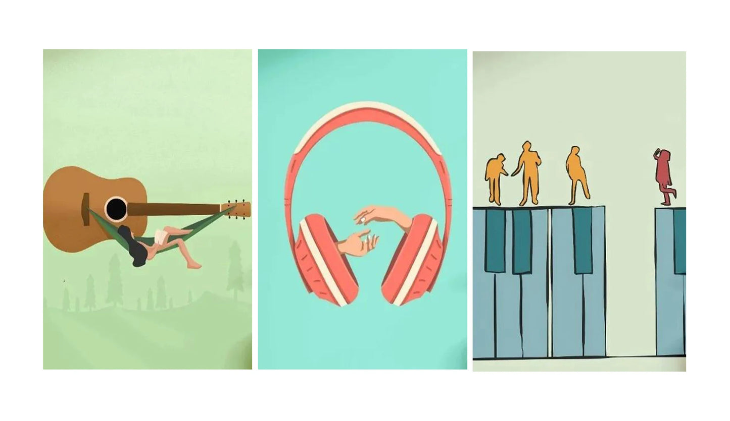 Vintage Music Art Funny Abstract Instrumental Canvas Painting Huge Guitar Piano Keys Poster Headphone Prints Home Decor Peaceful Pleasures Health and Wellness 61807-90 40x50cm Unframed