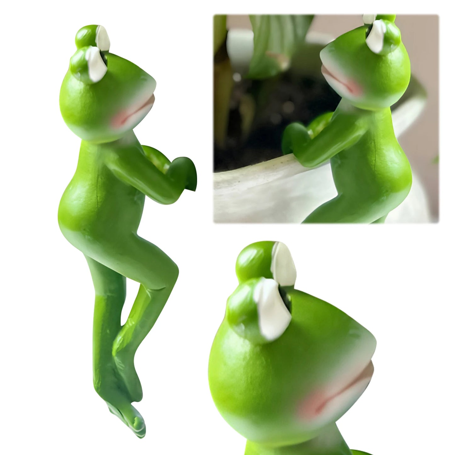 Resin Climbing Frog Figurine – Flower Pot Hugger Garden Ornament