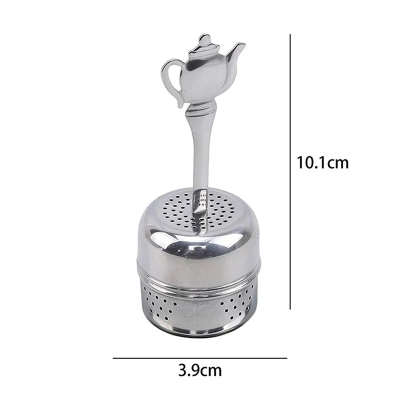 Stainless Steel Cylindrical Tea Infuser Strainer with Chain Tea Infuser Strainer Peaceful Pleasures Health and Wellness