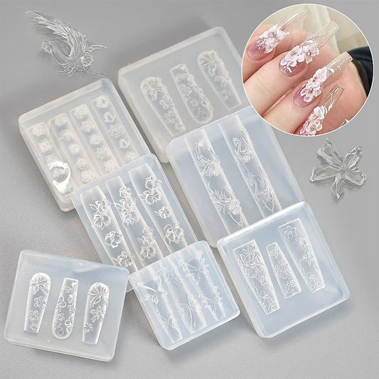3D Silicone Relief Mold Butterfly Flower Design Nails Diy Design Nail Art Decorations Silicone Nail Mold Nail Accessories Peaceful Pleasures Health and Wellness
