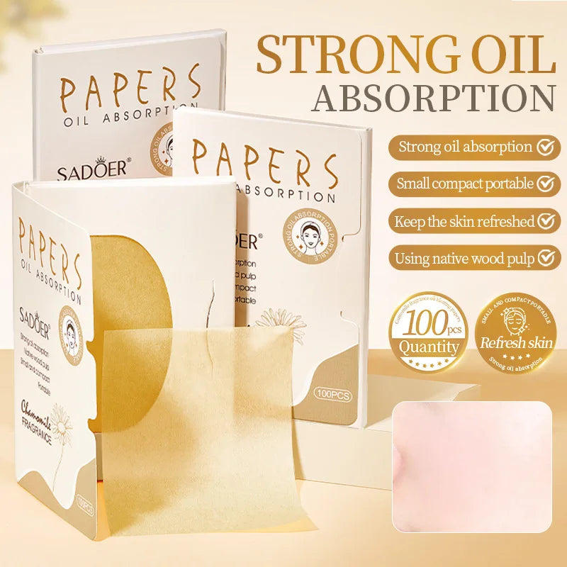 100-Pack Bamboo Charcoal Oil Blotting Sheets for Oily Skin