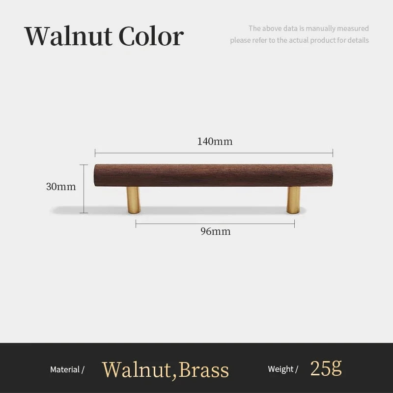 Nordic Walnut Wood Cabinet Handles & T-Bar Drawer Knobs