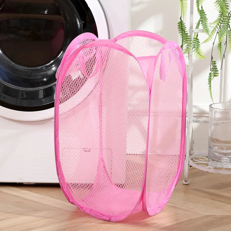 Mesh Foldable Dirty Clothes Basket, Monochrome Minimalist Dirty Clothes Basket, Household Bathroom Laundry Basket Peaceful Pleasures Health and Wellness