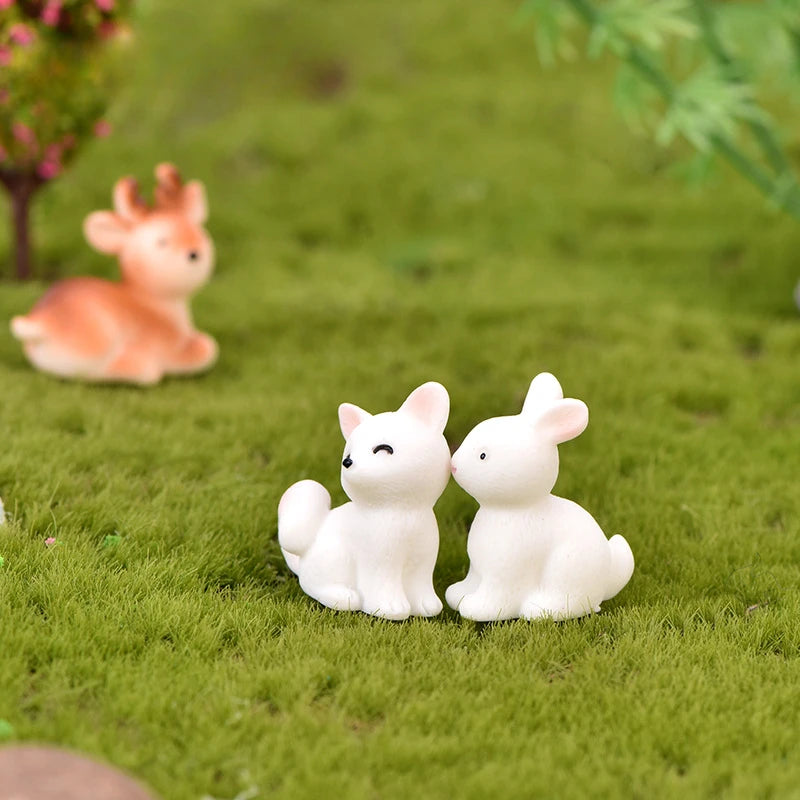 Mini Resin Bunnies Miniature Figures Little Rabbit Ornament Micro Landscape Dollhouse Decoration Crafts Living Room Decoration Peaceful Pleasures Health and Wellness